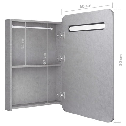 Badkamerkast Met Spiegel En Led 60Xx80 Cm Betongrijs