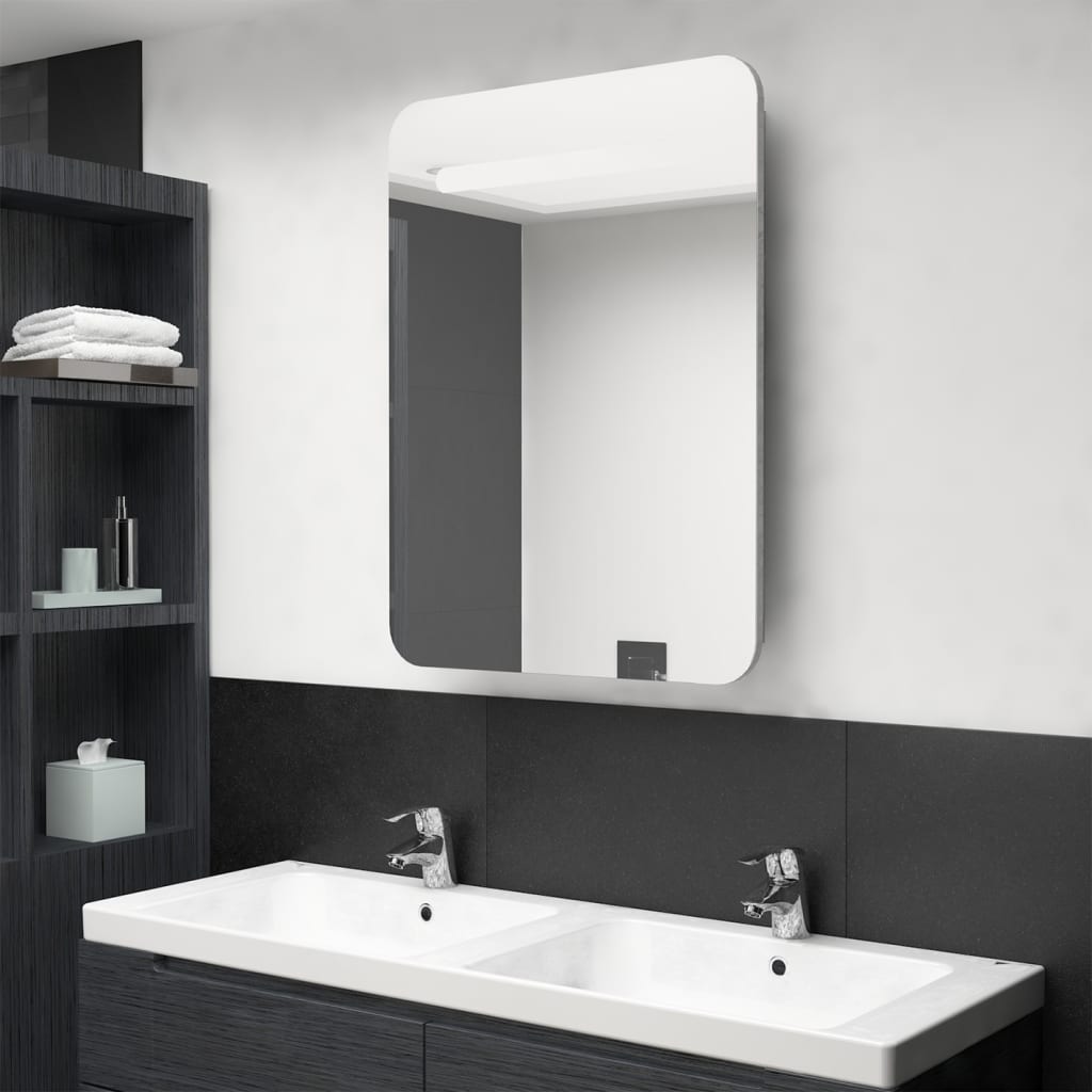 Badkamerkast Met Spiegel En Led 60Xx80 Cm Betongrijs