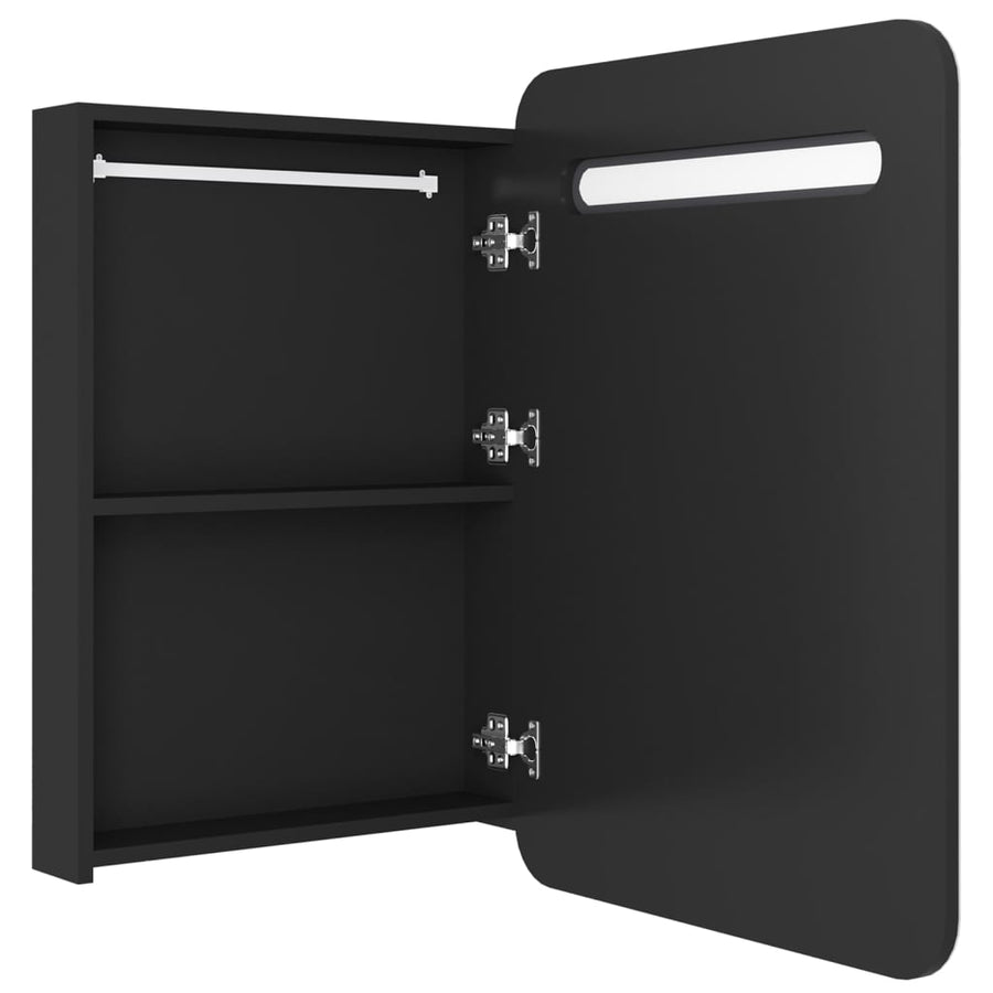 Badkamerkast Met Spiegel En Led 60Xx80 Cm Zwart