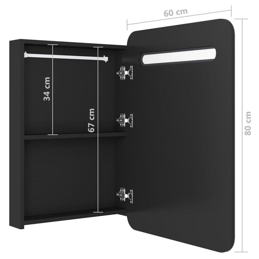 Badkamerkast Met Spiegel En Led 60Xx80 Cm Zwart