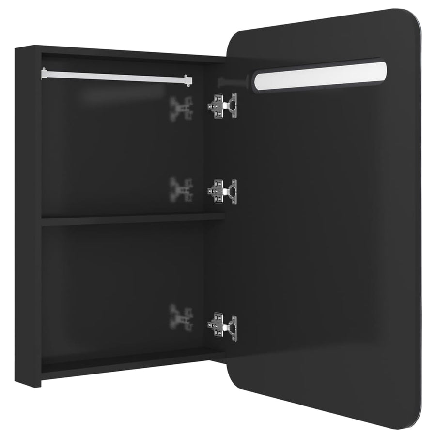 Badkamerkast Met Spiegel En Led 60Xx80 Cm Glanzend zwart