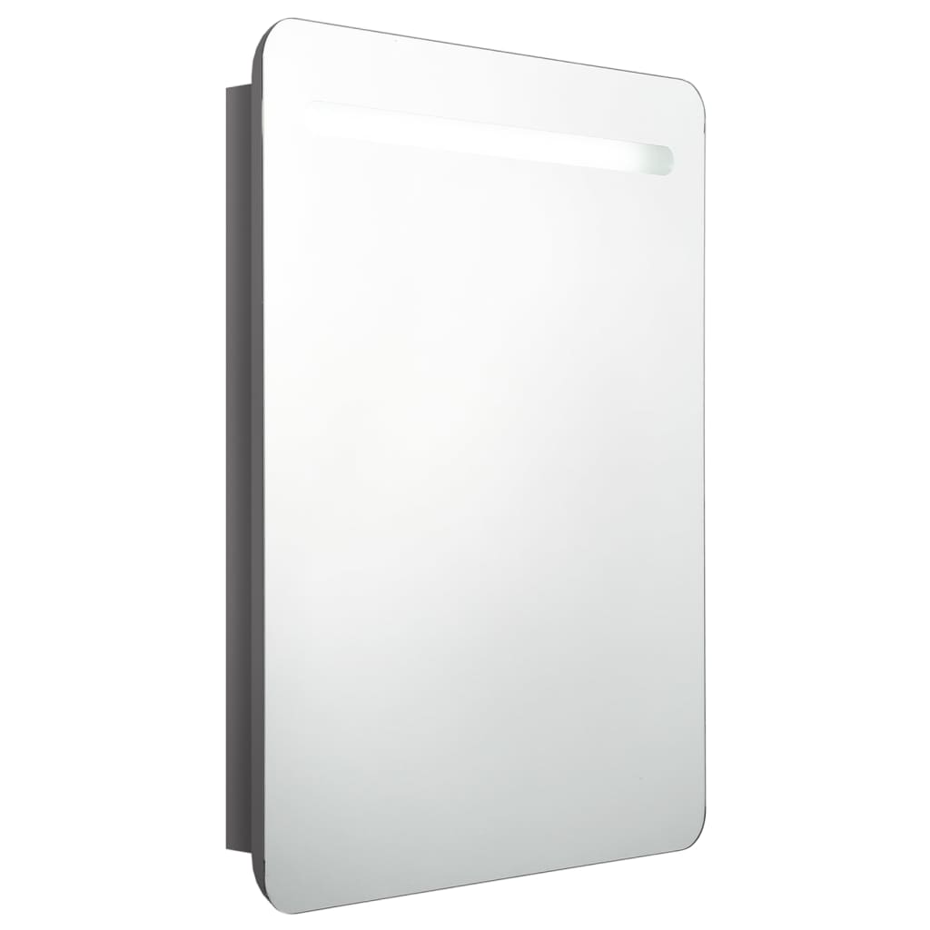 Badkamerkast Met Spiegel En Led 60Xx80 Cm Glanzend grijs