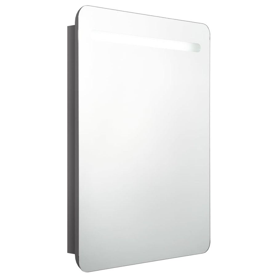 Badkamerkast Met Spiegel En Led 60Xx80 Cm Glanzend grijs