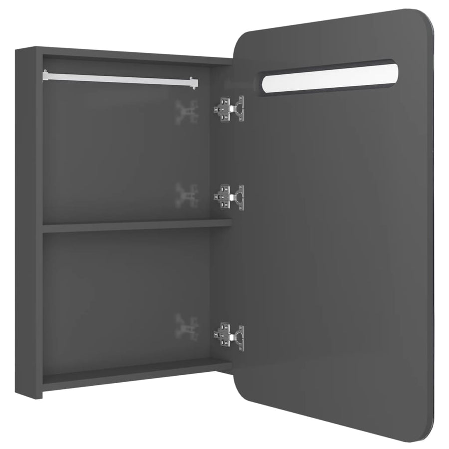 Badkamerkast Met Spiegel En Led 60Xx80 Cm Glanzend grijs
