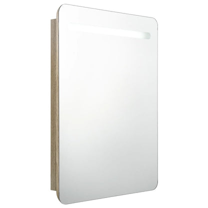 Badkamerkast Met Spiegel En Led 60Xx80 Cm Kleurig Eiken