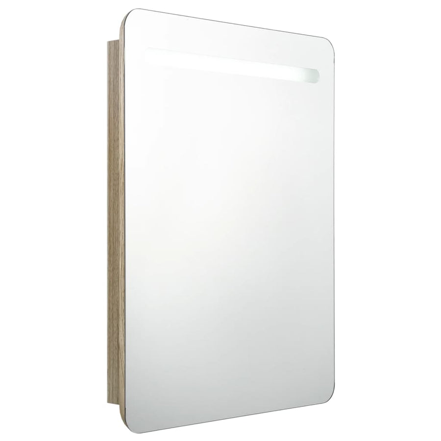 Badkamerkast Met Spiegel En Led 60Xx80 Cm Kleurig Eiken