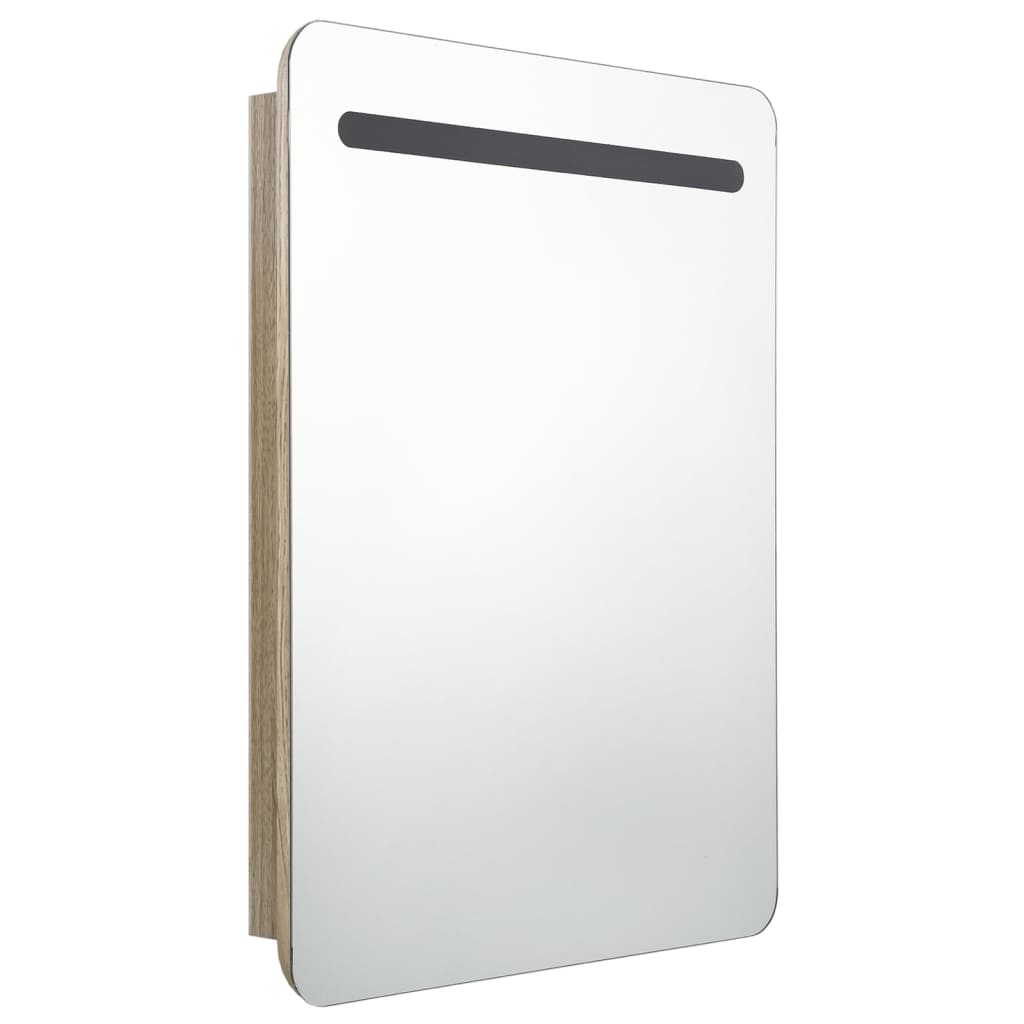Badkamerkast Met Spiegel En Led 60Xx80 Cm Kleurig Eiken