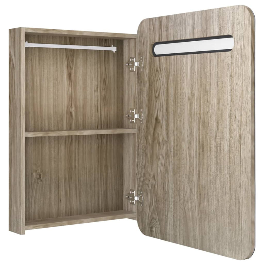 Badkamerkast Met Spiegel En Led 60Xx80 Cm Kleurig Eiken