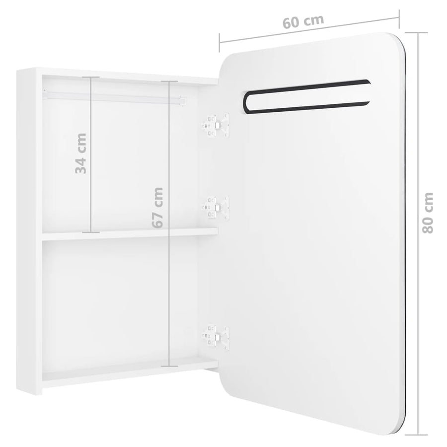 Badkamerkast Met Spiegel En Led 60Xx80 Cm Glanzend wit