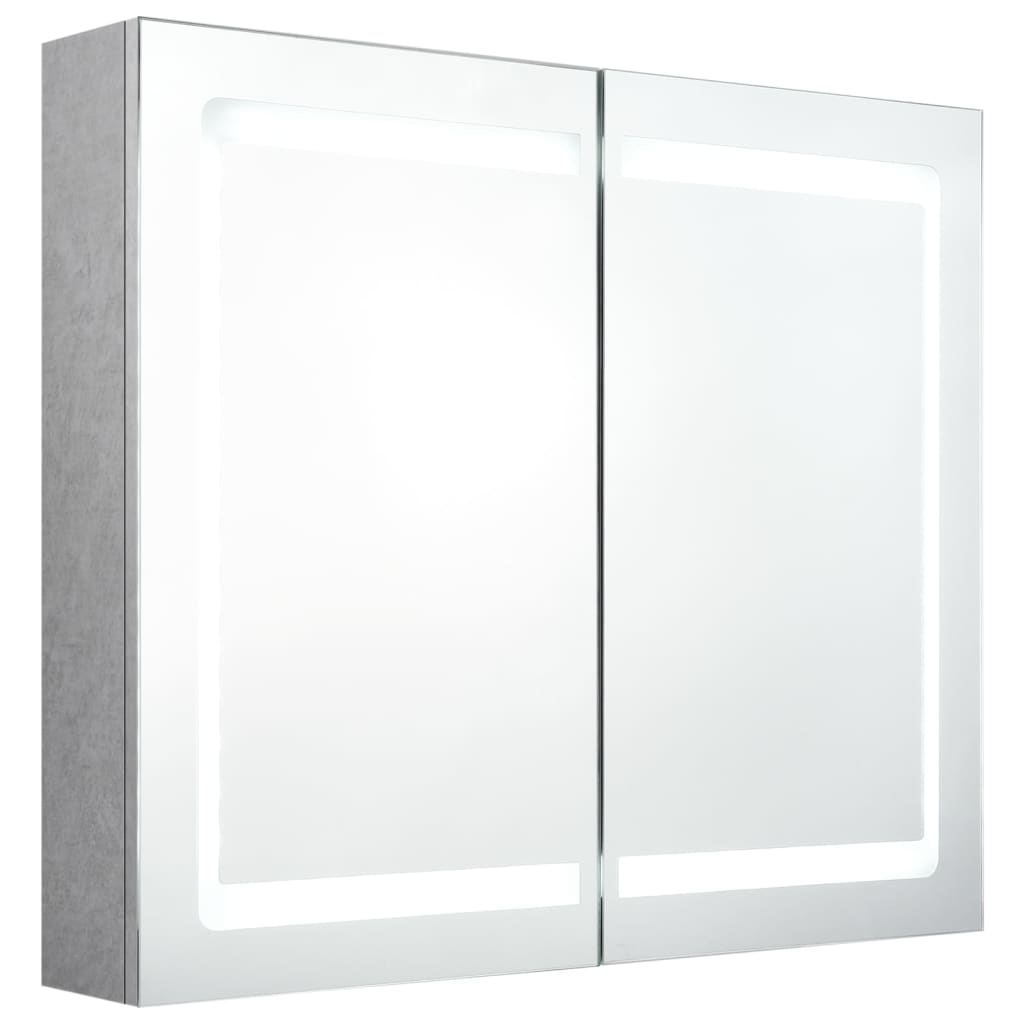 Badkamerkast met spiegel en LED 80x12x68 cm betongrijs