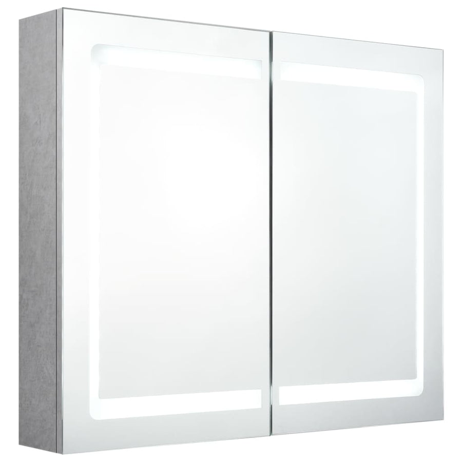 Badkamerkast met spiegel en LED 80x12x68 cm betongrijs