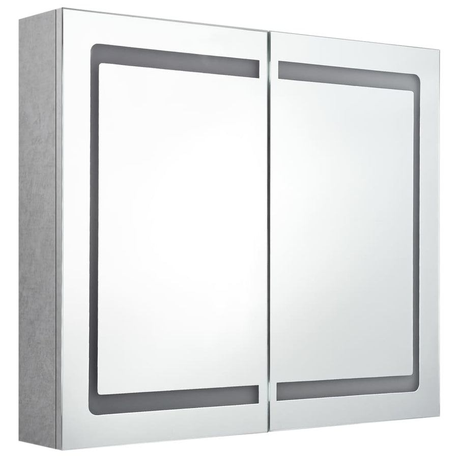 Badkamerkast met spiegel en LED 80x12x68 cm betongrijs