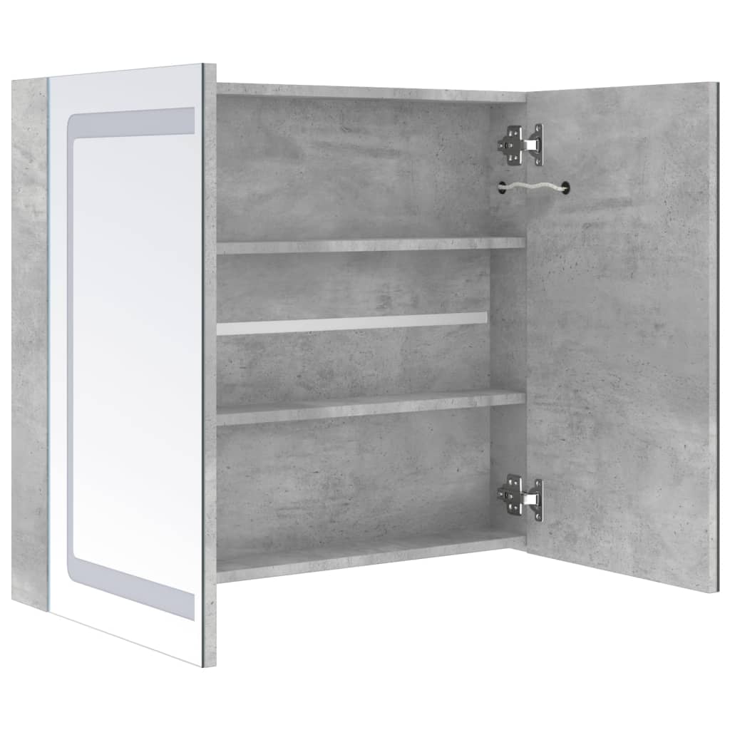 Badkamerkast met spiegel en LED 80x12x68 cm betongrijs
