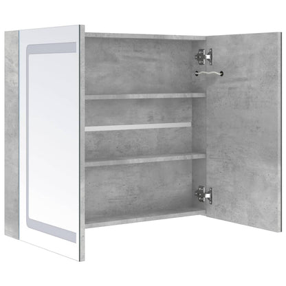 Badkamerkast met spiegel en LED 80x12x68 cm betongrijs