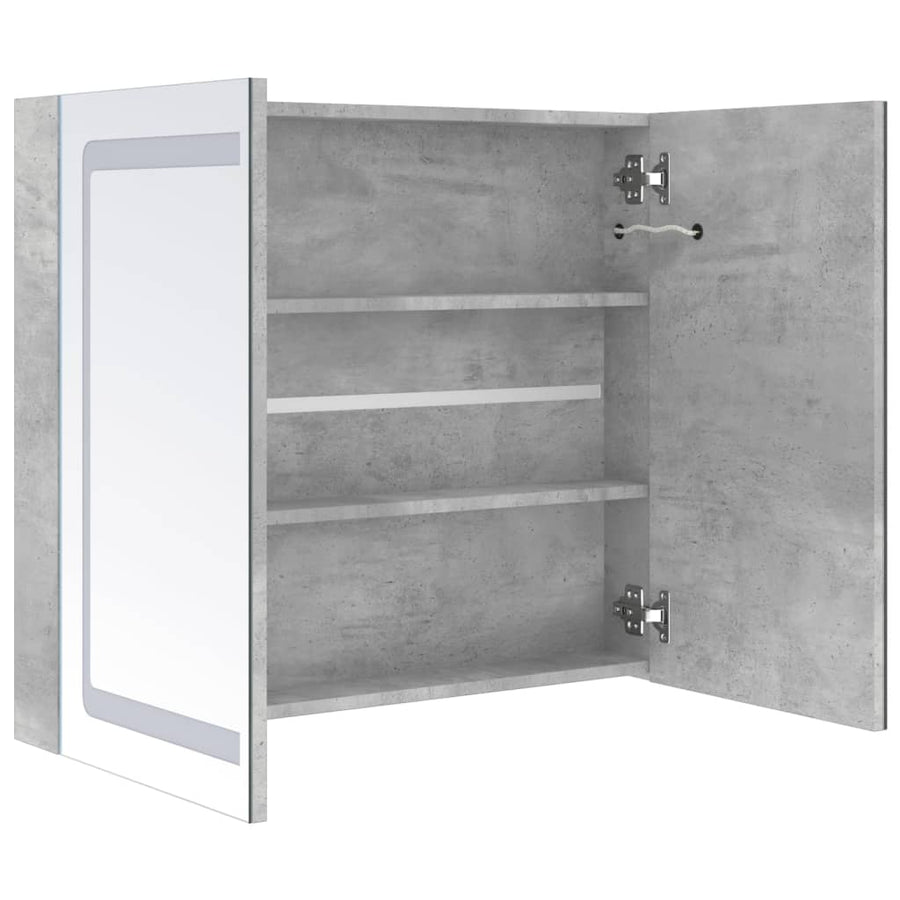 Badkamerkast met spiegel en LED 80x12x68 cm betongrijs