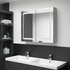 Bathroom cabinet with mirror and LED 80x12x68 cm concrete grey