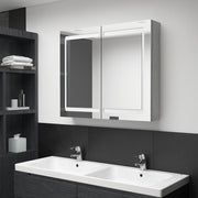 Badkamerkast met spiegel en LED 80x12x68 cm betongrijs