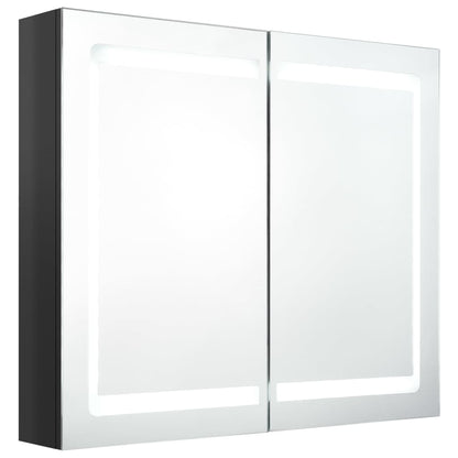 Badkamerkast Met Spiegel En Led 80X2X68 Cm Glanzend zwart