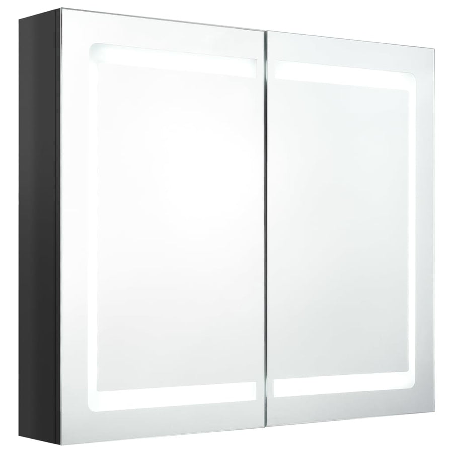 Badkamerkast Met Spiegel En Led 80X2X68 Cm Glanzend zwart