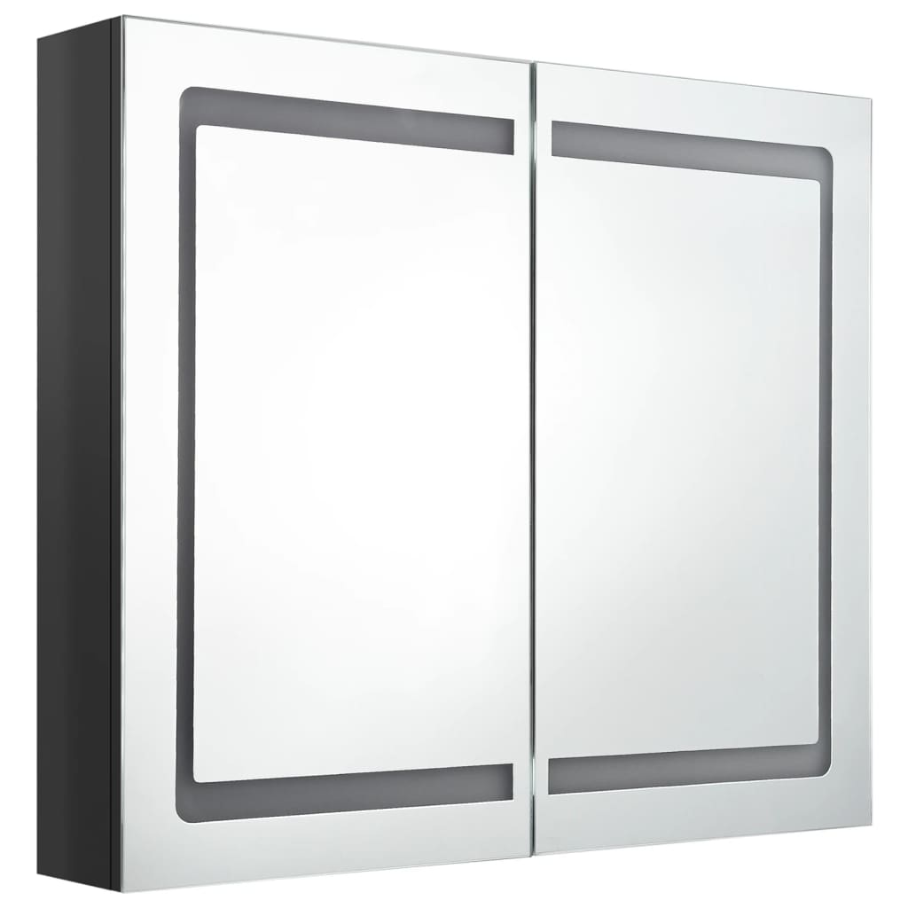 Badkamerkast Met Spiegel En Led 80X2X68 Cm Glanzend zwart