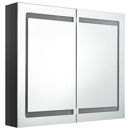 Badkamerkast Met Spiegel En Led 80X2X68 Cm Glanzend zwart
