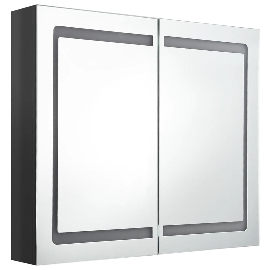Badkamerkast Met Spiegel En Led 80X2X68 Cm Glanzend zwart