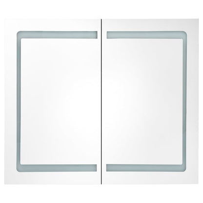 Badkamerkast Met Spiegel En Led 80X2X68 Cm Glanzend zwart