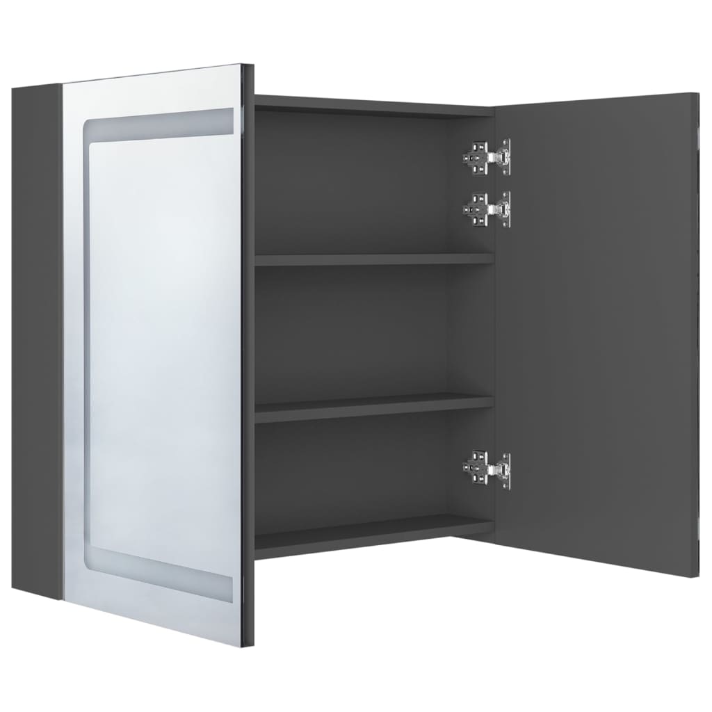 Badkamerkast Met Spiegel En Led 80X2X68 Cm Grijs