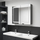 Bathroom cabinet with mirror and LED 80x12x68 cm grey