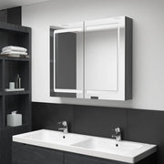 Badkamerkast 80x12x68 cm grijs met spiegel en LED