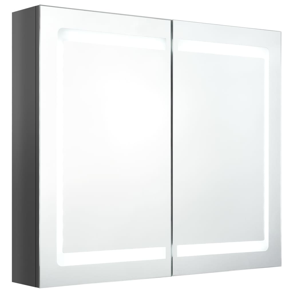 Badkamerkast Met Spiegel En Led 80X2X68 Cm Glanzend grijs