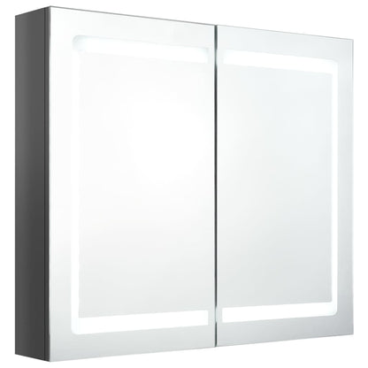 Badkamerkast Met Spiegel En Led 80X2X68 Cm Glanzend grijs