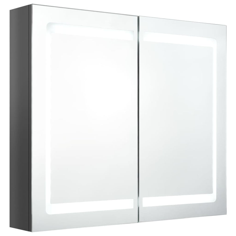 Badkamerkast Met Spiegel En Led 80X2X68 Cm Glanzend grijs