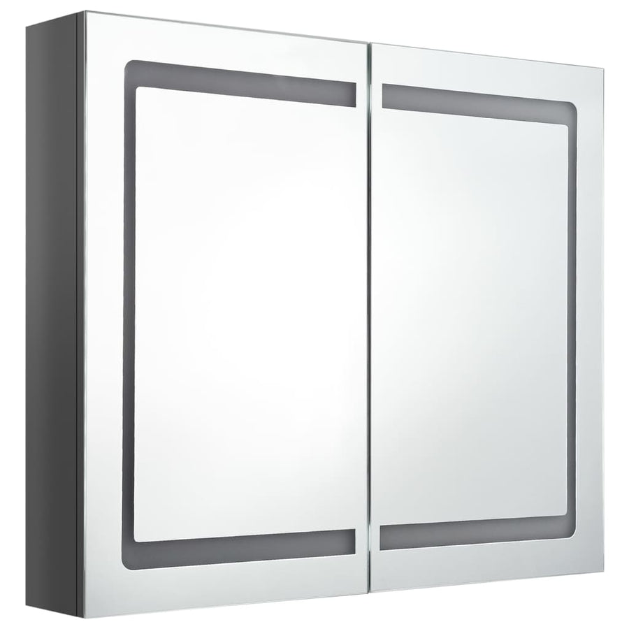 Badkamerkast Met Spiegel En Led 80X2X68 Cm Glanzend grijs