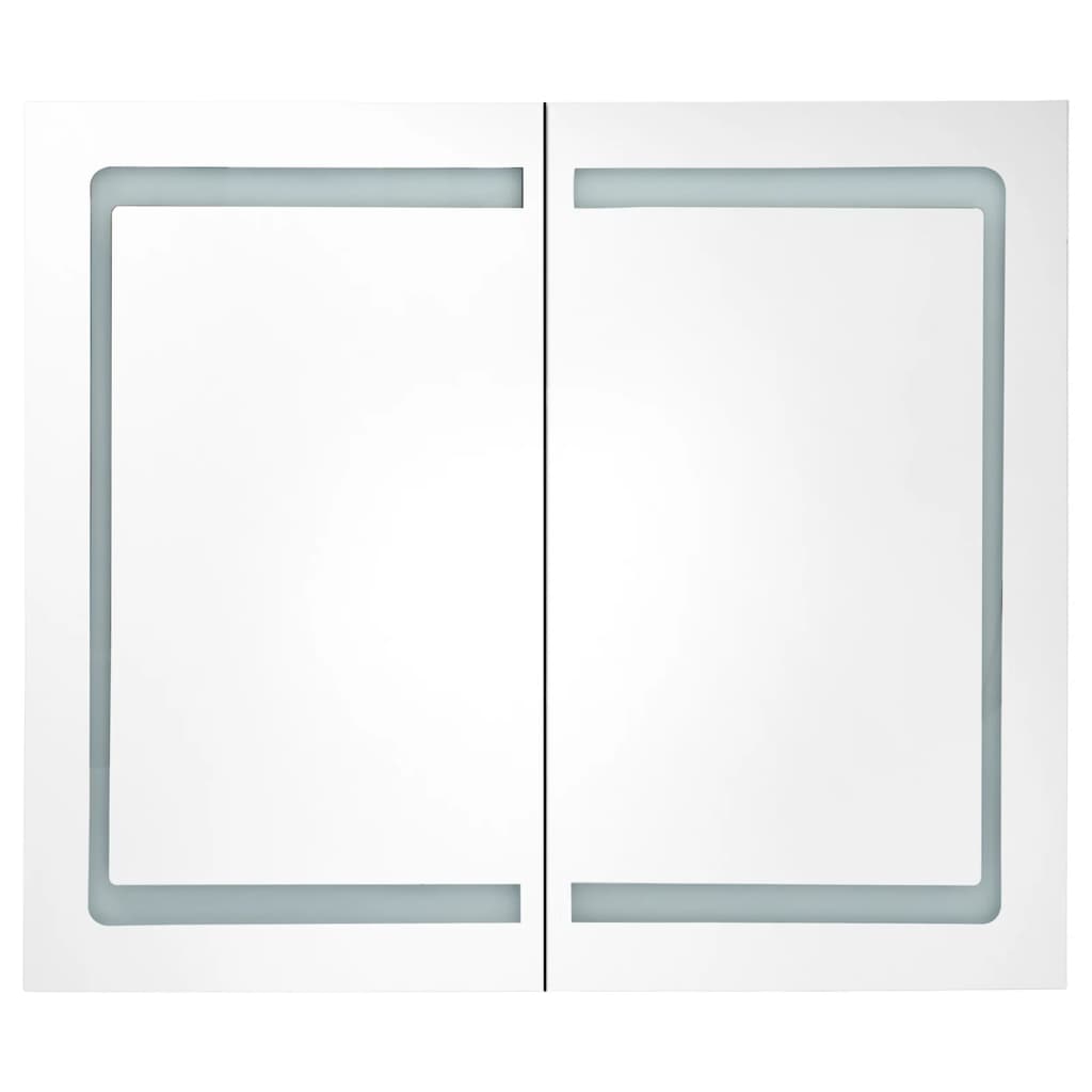 Badkamerkast Met Spiegel En Led 80X2X68 Cm Glanzend grijs