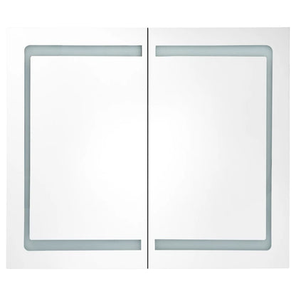 Badkamerkast Met Spiegel En Led 80X2X68 Cm Glanzend grijs