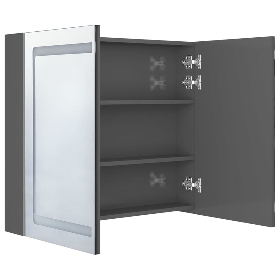 Badkamerkast Met Spiegel En Led 80X2X68 Cm Glanzend grijs