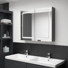Bathroom cabinet with mirror and LED 80x12x68 cm glossy grey