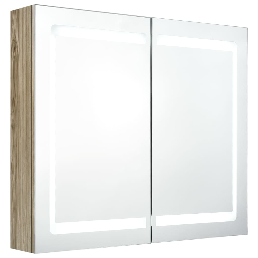 Badkamerkast Met Spiegel En Led 80X2X68 Cm Kleurig Eiken