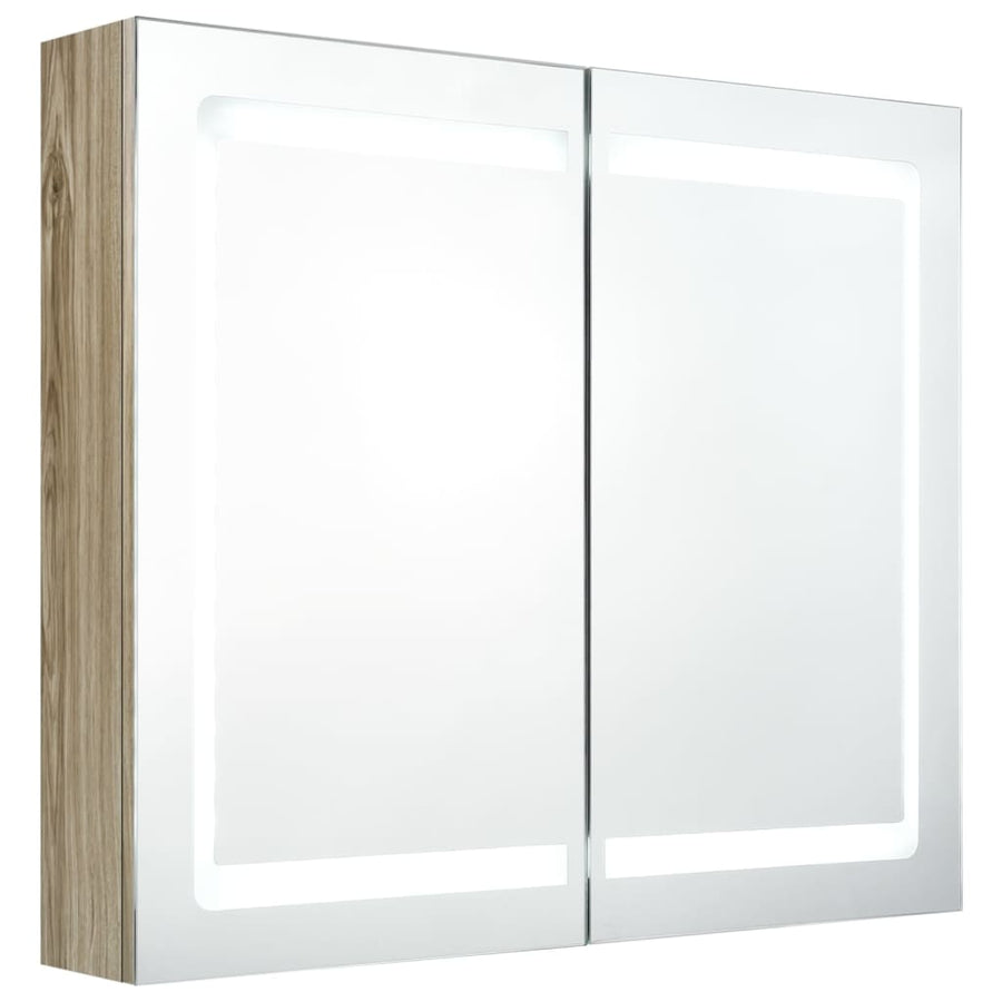 Badkamerkast Met Spiegel En Led 80X2X68 Cm Kleurig Eiken