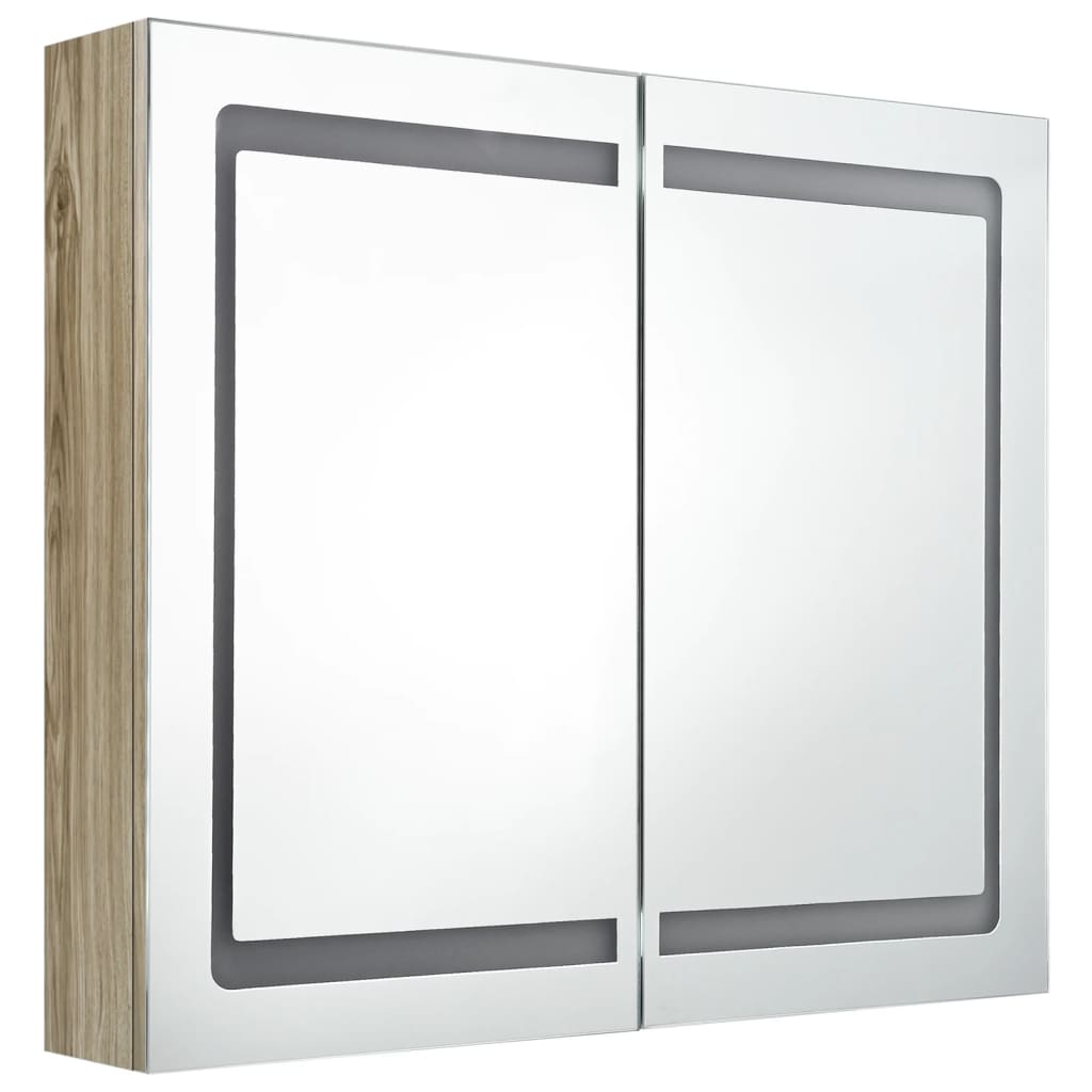 Badkamerkast Met Spiegel En Led 80X2X68 Cm Kleurig Eiken