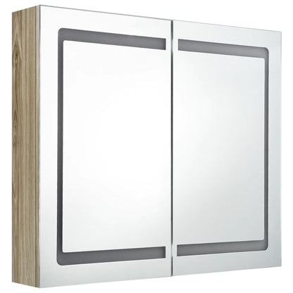 Badkamerkast Met Spiegel En Led 80X2X68 Cm Kleurig Eiken