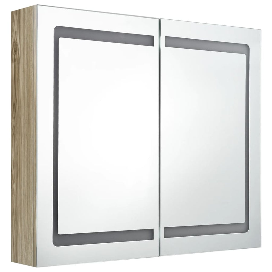 Badkamerkast Met Spiegel En Led 80X2X68 Cm Kleurig Eiken