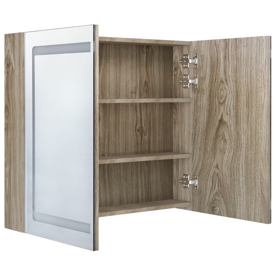 Badkamerkast Met Spiegel En Led 80X2X68 Cm Kleurig Eiken