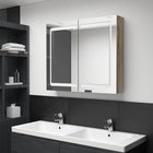 Bathroom cabinet with mirror and LED 80x12x68 cm oak-colored