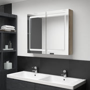Badkamerkast met spiegel en LED 80x12x68 cm eiken