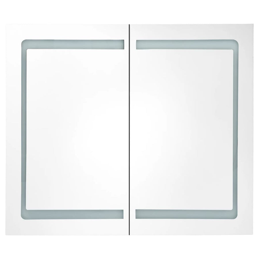 Badkamerkast Met Spiegel En Led 80X2X68 Cm Kleurig Wit en eiken