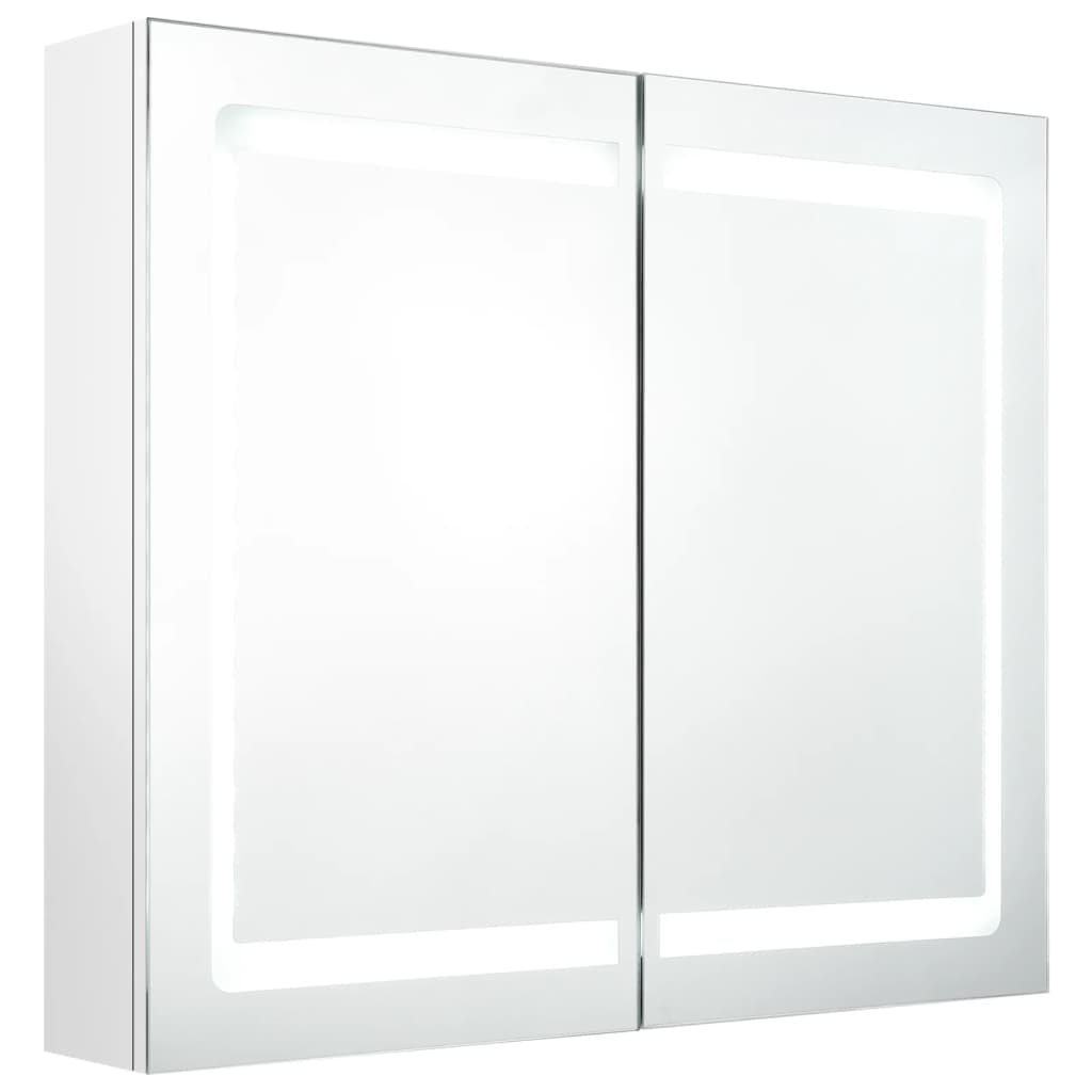 Badkamerkast Met Spiegel En Led 80X2X68 Cm Glanzend wit