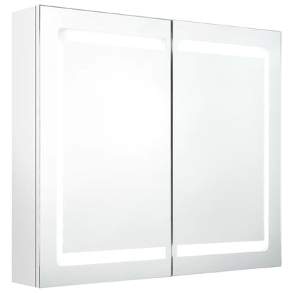 Badkamerkast Met Spiegel En Led 80X2X68 Cm Glanzend wit