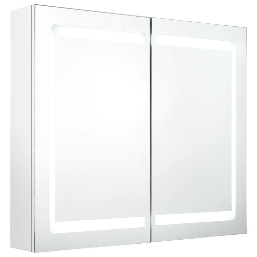 Badkamerkast Met Spiegel En Led 80X2X68 Cm Glanzend wit
